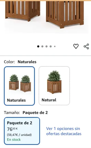 Set 2 Cajas Flores Madera Natural