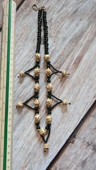 Collana vintage anni ’70/’80 con perline nere e cr