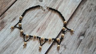 Collana vintage anni ’70/’80 con perline nere e cr