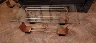 Mesa de centro cristal y madera