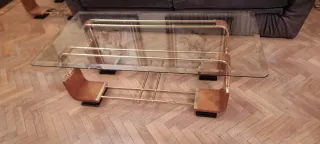 Mesa de centro cristal y madera