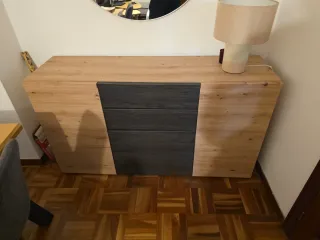 Mueble TV madera y negro y aparador