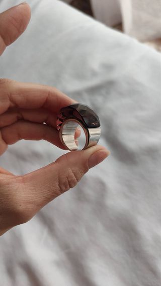 Anillo Acero Piedra Morada Facetada