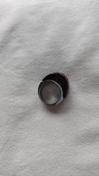 Anillo Acero Piedra Morada Facetada