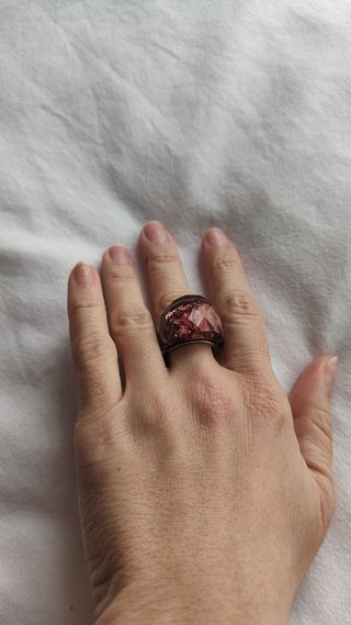 Anillo Acero Piedra Morada Facetada