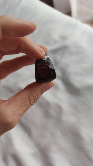 Anillo Acero Piedra Morada Facetada