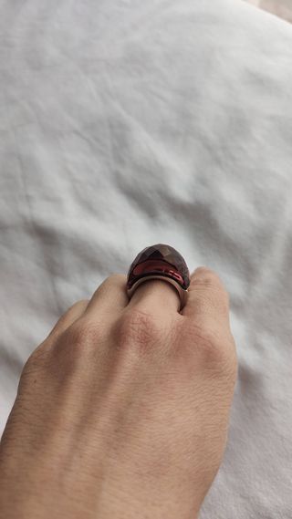 Anillo Acero Piedra Morada Facetada