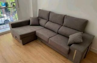 Divano modulare in tessuto grigio/marrone