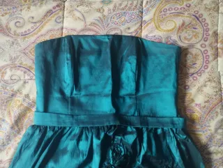 Vestido corto fiesta flores verde azulado