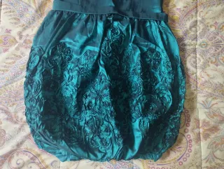 Vestido corto fiesta flores verde azulado