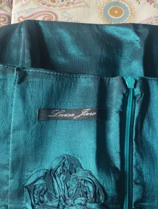 Vestido corto fiesta flores verde azulado