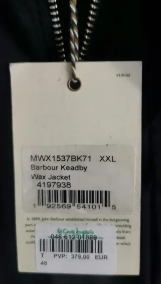 Chaqueta Barbour Keadby XXL Negra