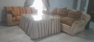 Mesa de camilla amplia con ruedas y tapa cristal