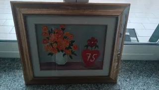 Quadro fiori arancioni e cuore rosso 75