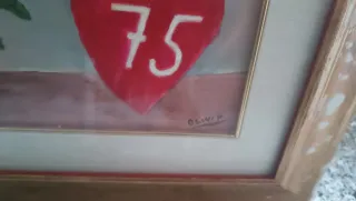 Quadro fiori arancioni e cuore rosso 75