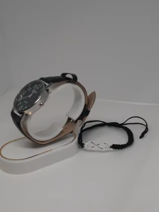 Reloj de pulsera mujer negro y plateado