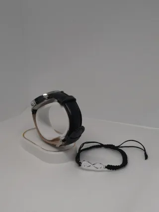 Reloj de pulsera mujer negro y plateado