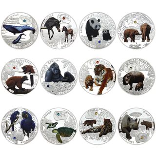 ZAMBIA 12 MONEDAS EN PLATA + ESTUCHE