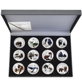 ZAMBIA 12 MONEDAS EN PLATA + ESTUCHE