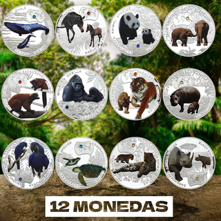 ZAMBIA 12 MONEDAS EN PLATA + ESTUCHE