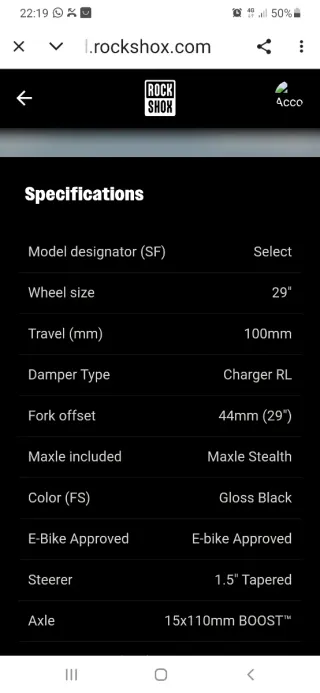 Horquilla Rock Shox sid 100mm. 2 posiciones-mando