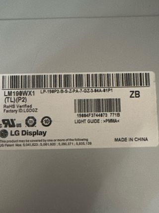 Panel LCD LG LM190WX1