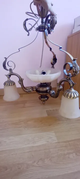 Lámpara de techo antigua metal y cristal