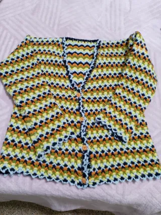 Chaqueta tejida a mano multicolor