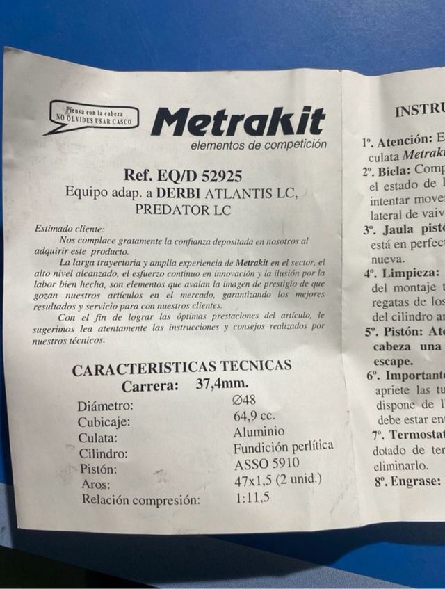 Cilindro Metrakit 70 Derbi Atlantis LC