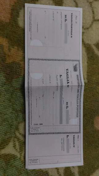 Carta Vaglia Postale Vintage