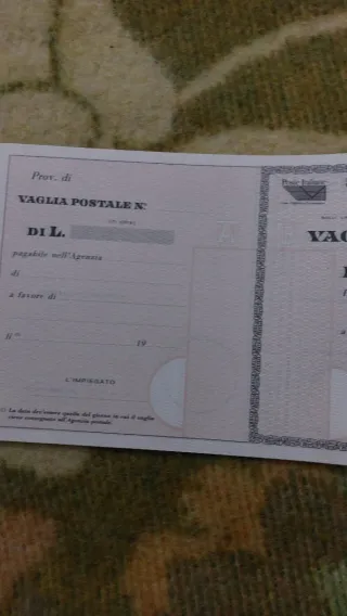 Carta Vaglia Postale Vintage