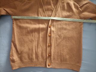 Cardigan lana beige Shetland unisex uomo donna M