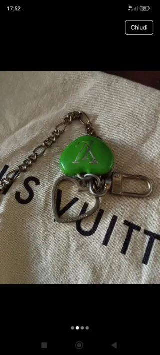 Portachiavi Louis Vuitton Cuore Verde Originale