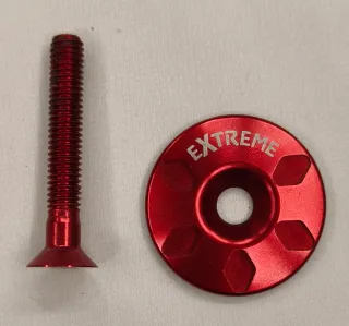 Tapa y tornillo potencia bici rojo