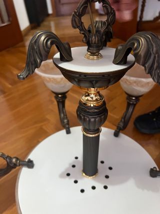 Lámpara Bronce y Alabastro 6 Brazos