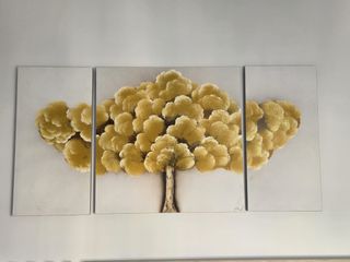 Cuadro 3 piezas árbol dorado