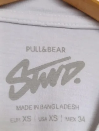 Camiseta Pull&Bear Blanca Grafiti Espalda XS STWD