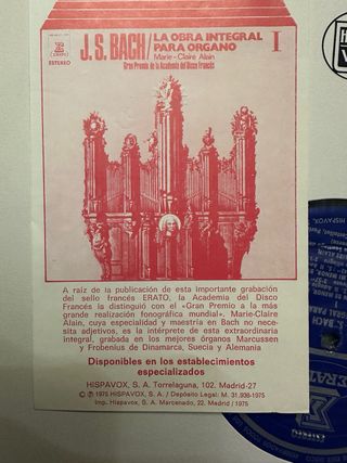 Vinilo J.S. Bach - La Obra Integral Para Organo I