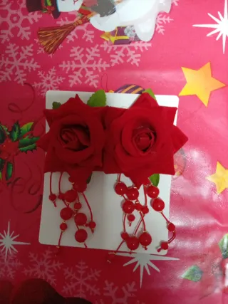 Pendientes flamenca flor roja