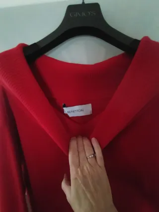 Maglione Benetton Scollo Bardot Rosso
