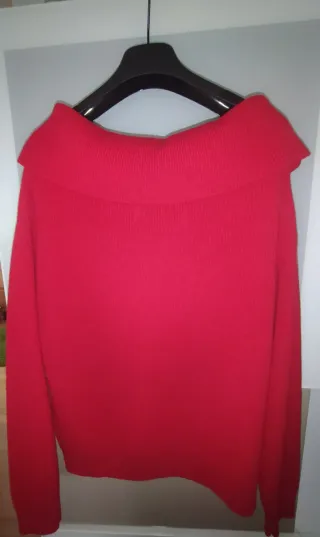 Maglione Benetton Scollo Bardot Rosso