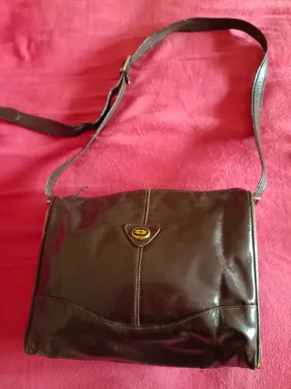 Bolso vintage cuero marrón