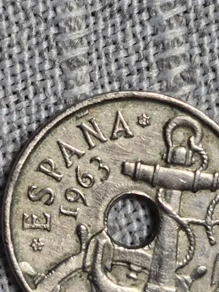 Monedas España 25 y 50 céntimos (1927, 1937, 1963)