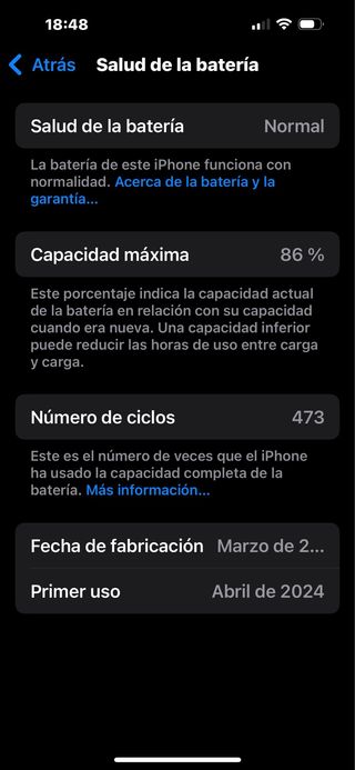 iPhone 15 Pro Max 512 GB - Salud Batería 86%