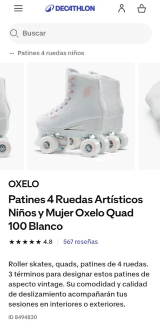 Patines 4 ruedas Oxelo blancos