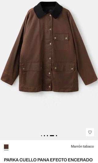 Parka efecto encerado Mango Talla M Verde