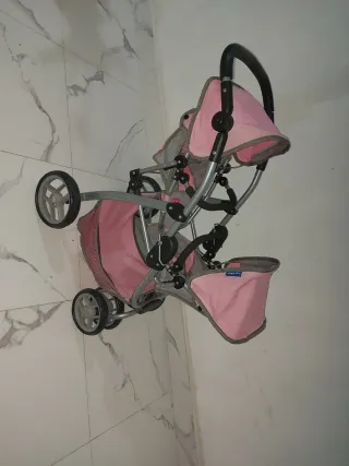 Carrito de muñecas doble rosa