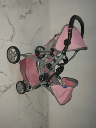 Carrito de muñecas doble rosa