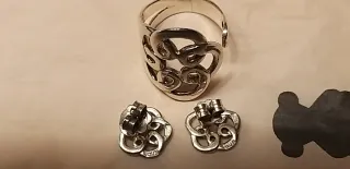 Conjunto Tous Anillo y Pendientes Plata