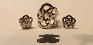 Conjunto Tous Anillo y Pendientes Plata